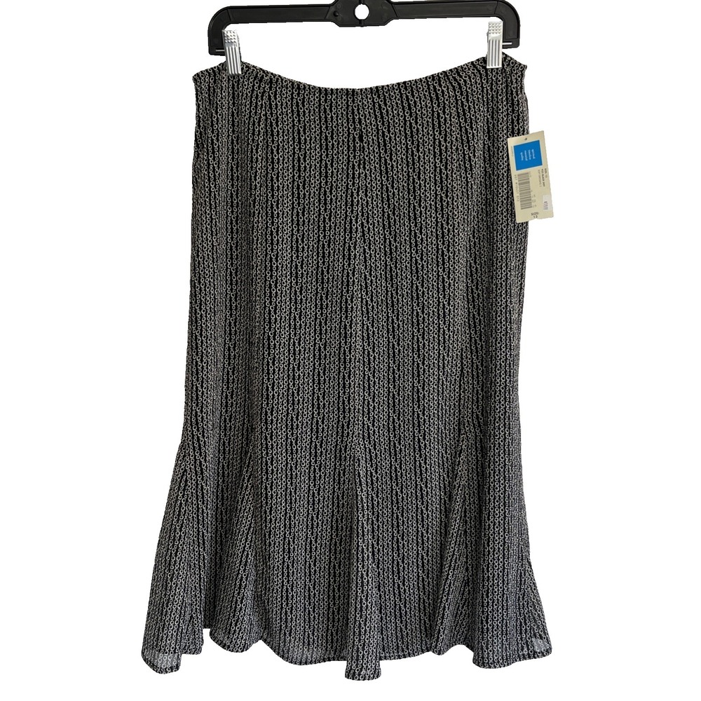 NWT Covington Women's 12 Black/White Maxi Skirt‎ Pull-On Lined